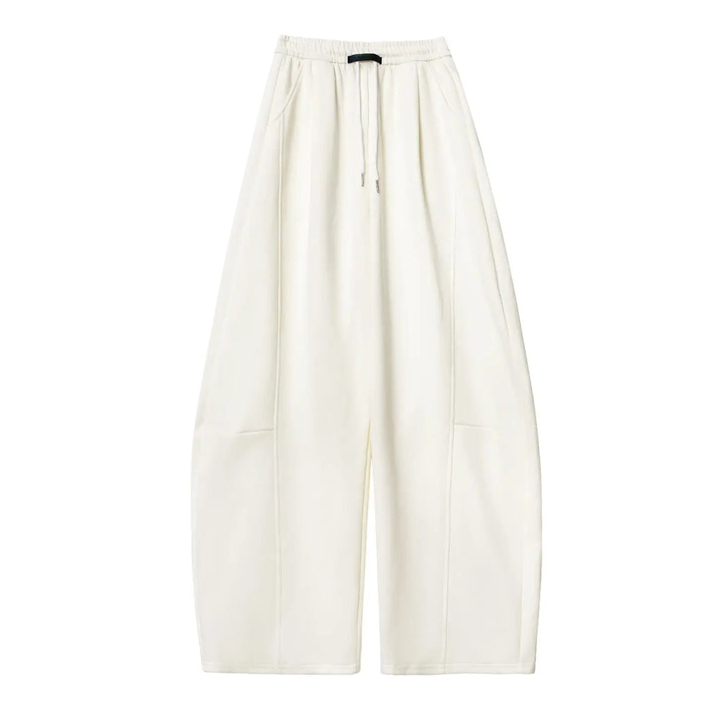 Loose Wide Leg Pants Women's High Waist Trousers Casual Sports Grey Curved Blade Long Length plus Size Comfortable Summer 2025