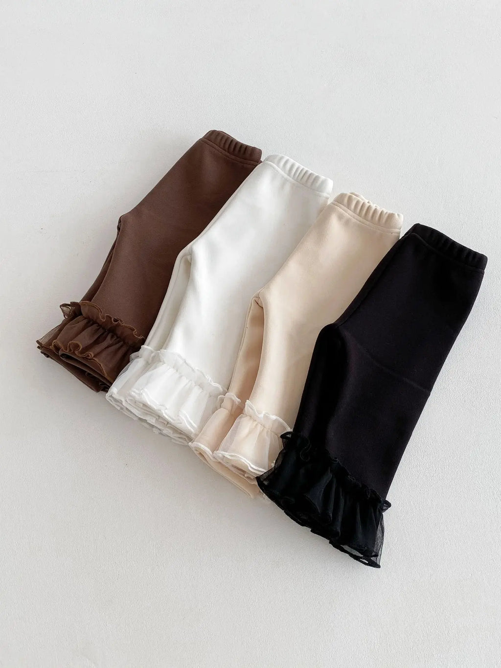 Winter Baby Girl Clothes Fleece Lined Warm Pants with Lace Ruffles Cute Toddler Girl Trousers 0-3Y Kids Casual Outerwear Pants