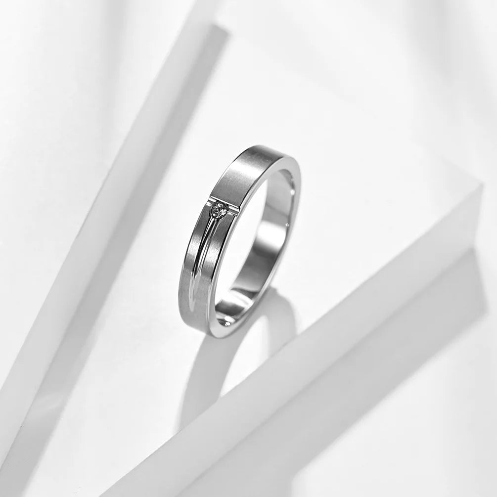 Romantic Couple Ring 100% Pure 925 Sterling Silver Ring Zircon Rose Gold & White Color Wedding Rings For Lovers Women Men