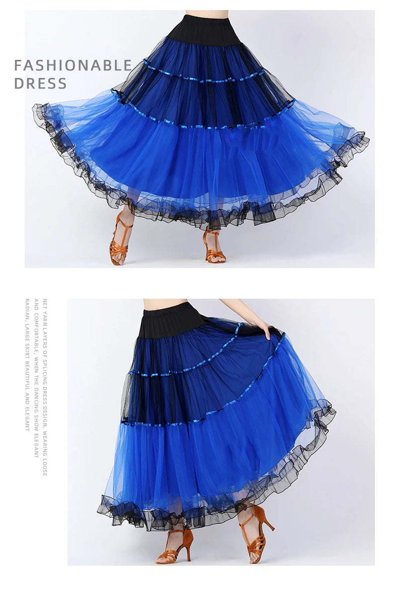Modern Dance Costumes Fashionable Versatile Mesh Large Skirt Social Performances Dance Dresses Performance Costumes Daily Outfit