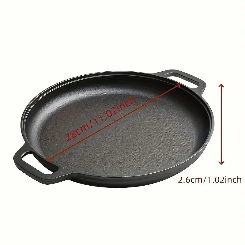 Cast Iron Frying Pan Non-stick Pan Pizza Egg Pancake Pot Vegetable Steak Skillet Home Kitchen Flat Pan Omelette Outdoor Cookware
