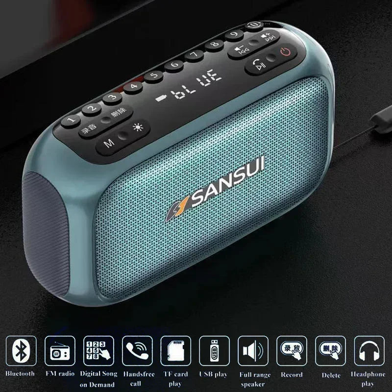 Mini Soundbox Multifunctional Digital FM Radio Wireless Bluetooth Speaker Recording Function Outdoor Portable MP3 Player Boombox