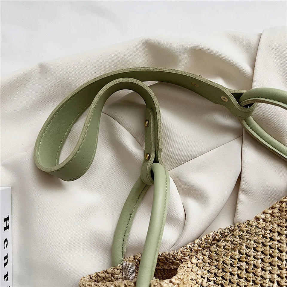Summer Large Beach Bag Ladies Designer Tote Straw Woven Hollow Shoulder Out Soft Large Capacity Vacation Shopping Handbag Purse