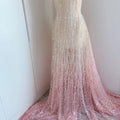 Pink Gradient Studded Sequin Fabric for Wedding Dresses Dance Costumes Stage Costumes Designer Fabrics for Sewing