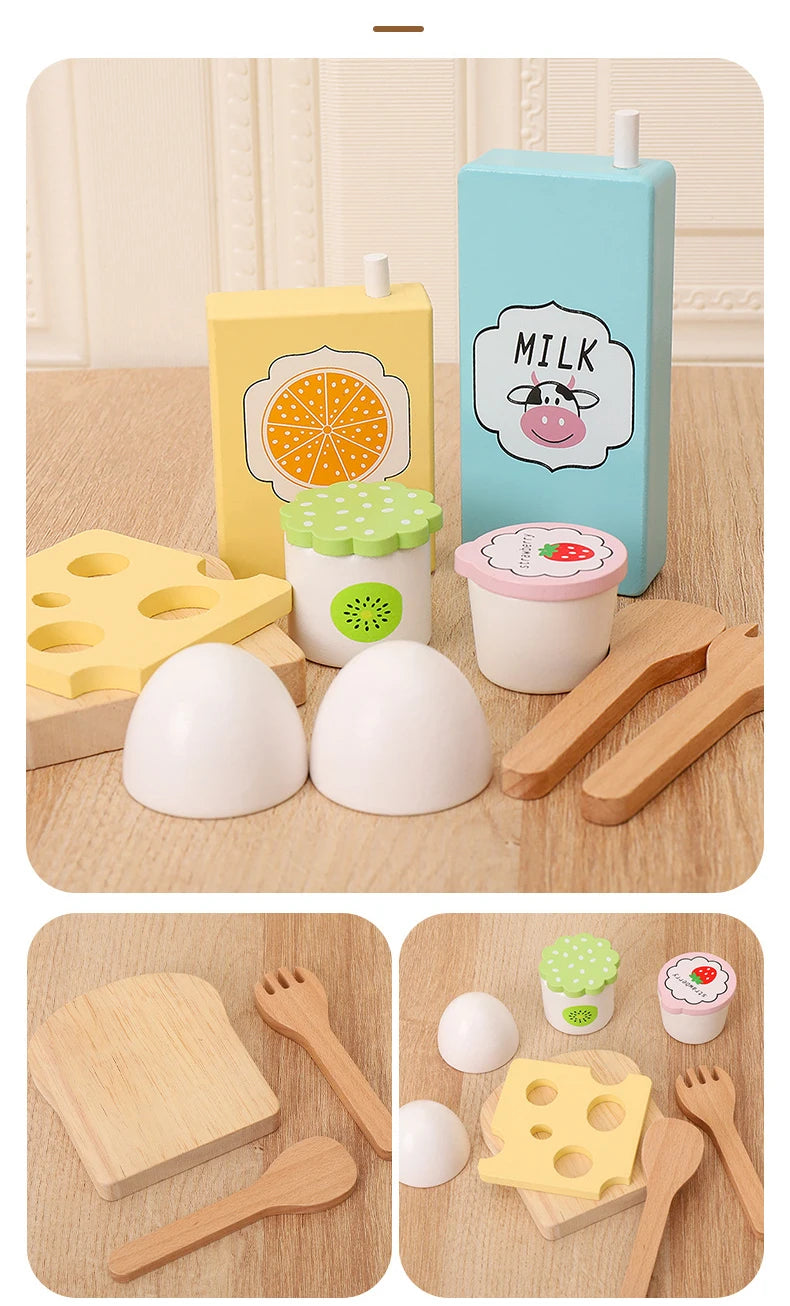 Wooden Pretend Play Food Kitchen Toys Classic Cutting Cooking Set Kids HousePlay Educational Imitation Game Toys for Girls Boys
