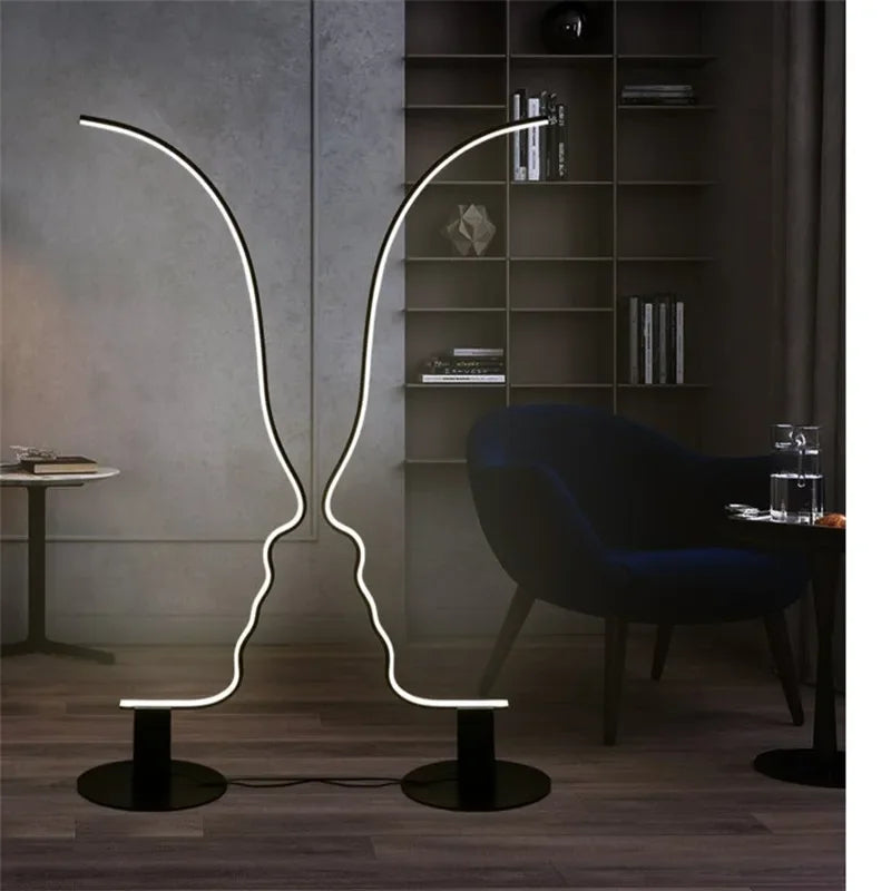 Nordic Human Face Led Floor Lamp For Living Room Bedroom Bedside Standing Light Modern Home Decor Indoor Lighting Lustre Fixture