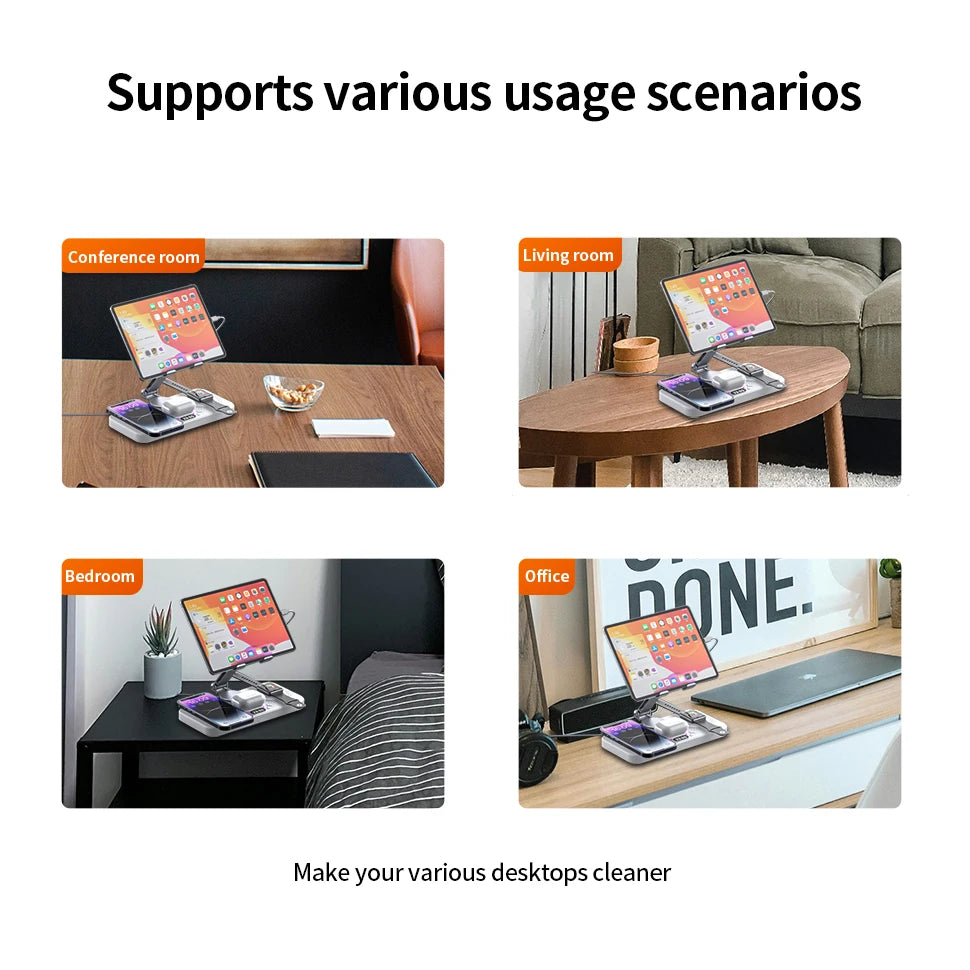 4 In 1 Foldable Wireless Chargeing Station For iPhone 17~12 Series, Wireless Charging Station For iWatch Series, AirPods Series