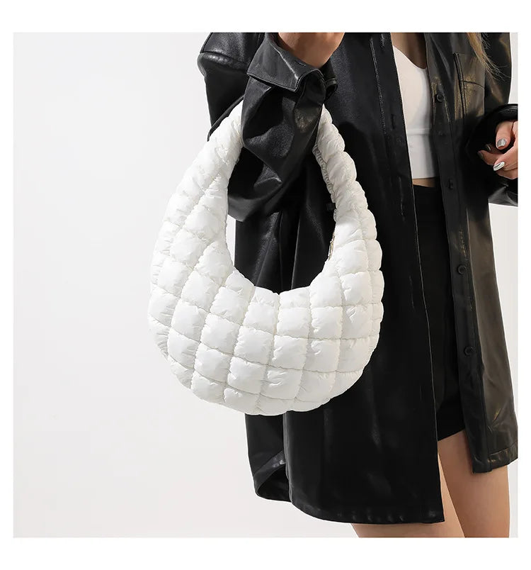 Quilted Embroidered Thread Women's Bag Pleated Cloud Mini Handbags Down Padded Lightweight Clutch Bag Cotton Small Shoulder Bags
