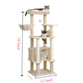 Cat Tree With Top Perch, Cat Tower With Plush Hammock, Cat Shelves And Dangling Pompom, Cat Scratching Posts And 2 Condos Houses