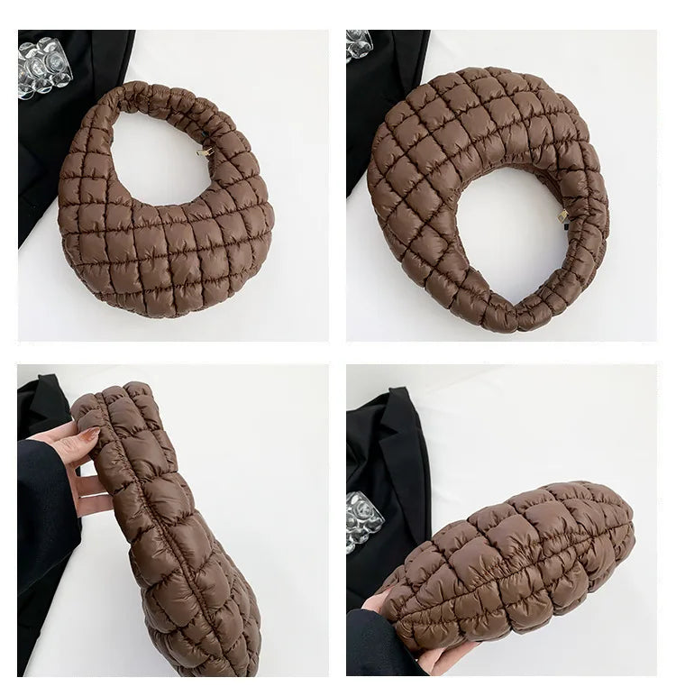 Quilted Embroidered Thread Women's Bag Pleated Cloud Mini Handbags Down Padded Lightweight Clutch Bag Cotton Small Shoulder Bags