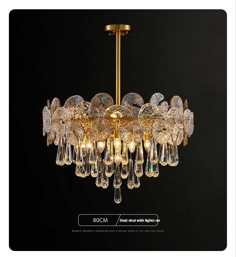 Nordic Luxury Living Room Lotus Pendant Lamp 2024 Modern Crystal Chandeliers Bedroom Restaurant Hotel Home Decor Lustre Fixtures