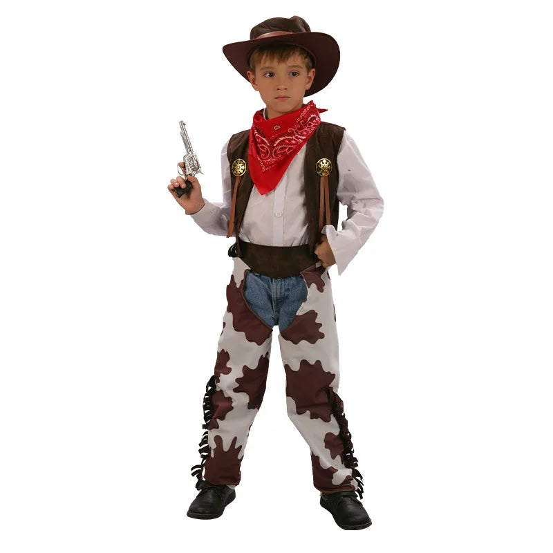 Adult Men's Western Cowboy Costume Halloween Cosplay Masquerade Role-playing Performance Outfit Traditional Chinese Stage Cos...