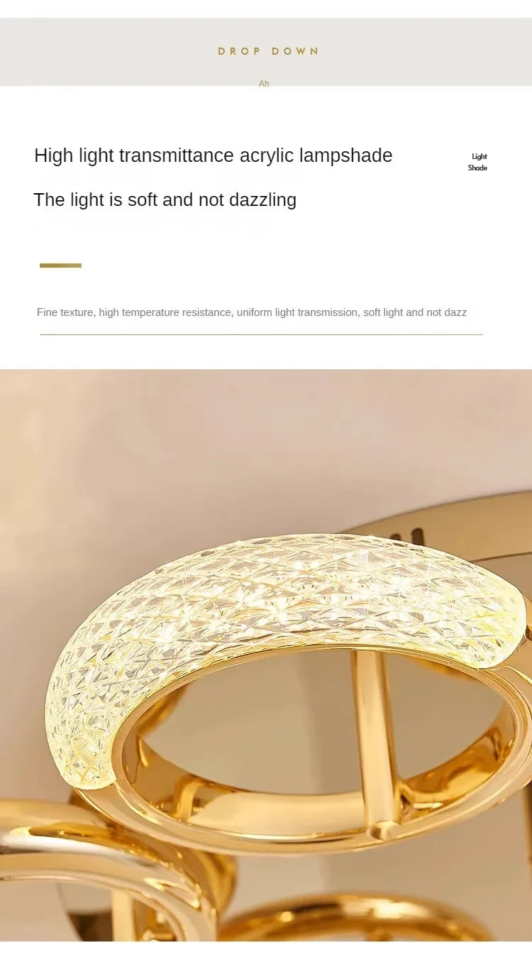Modern Chandelier For Living Room Bedroom Nordic Golden Ring Ceiling Lamp Luxury Home Decor Indoor Ceiling Light Lustre Fixtures