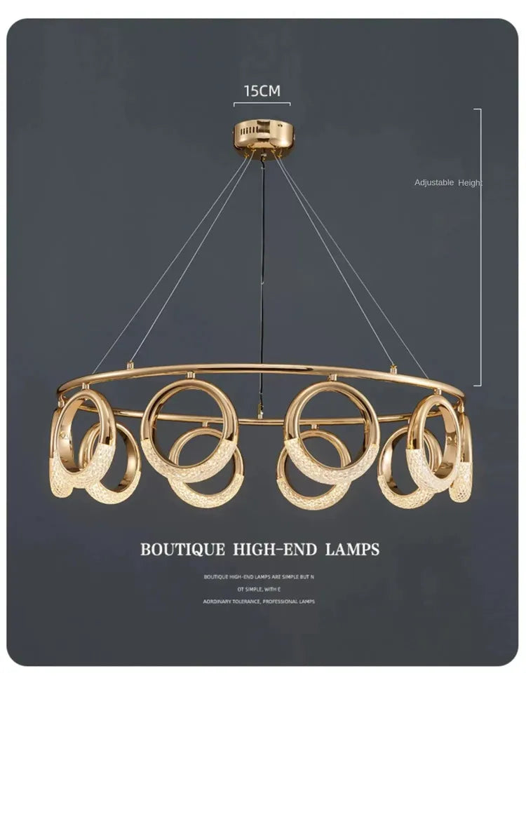 Modern Chandelier For Living Room Bedroom Nordic Golden Ring Ceiling Lamp Luxury Home Decor Indoor Ceiling Light Lustre Fixtures