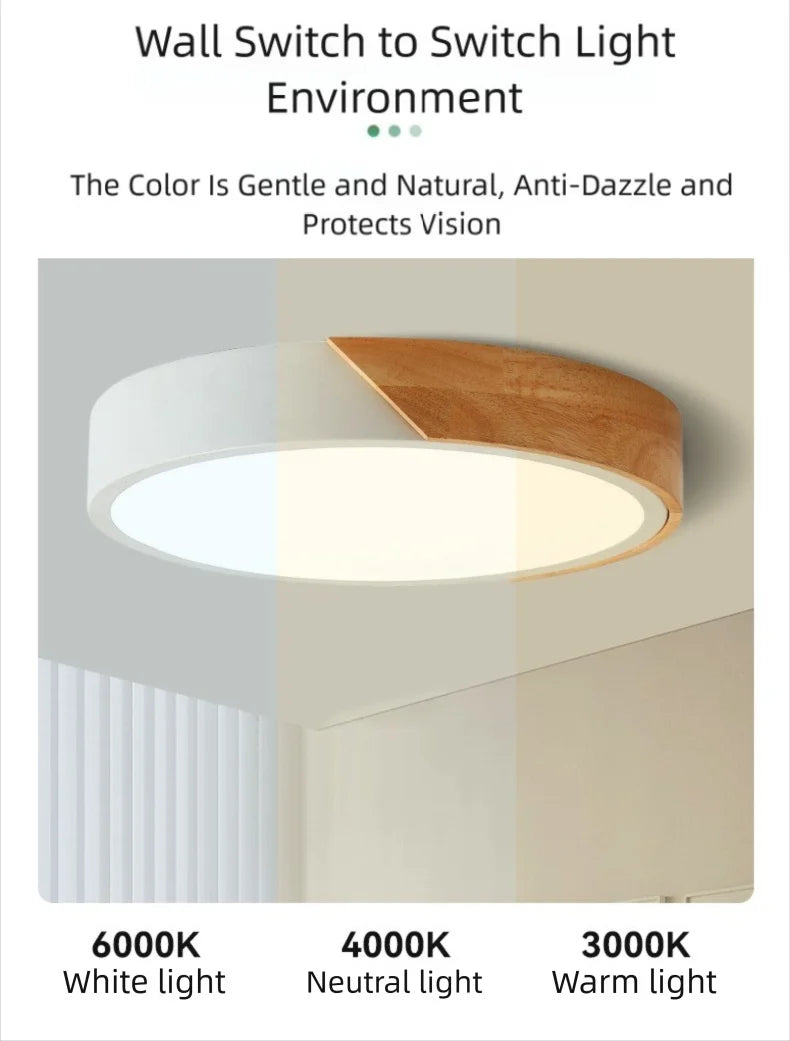 Nordic LED Ceiling Light Wooden Macaroon Circular Ceiling Lamp Modern Simple  Bedroom Balcony Study Home Decor Lighting