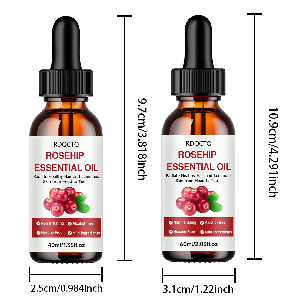 Rose Hip Oil for Hair & Skin - Pure Natural Moisturizing Essential Oil, Alcohol-Free, Nourishing Care for Healthy Look