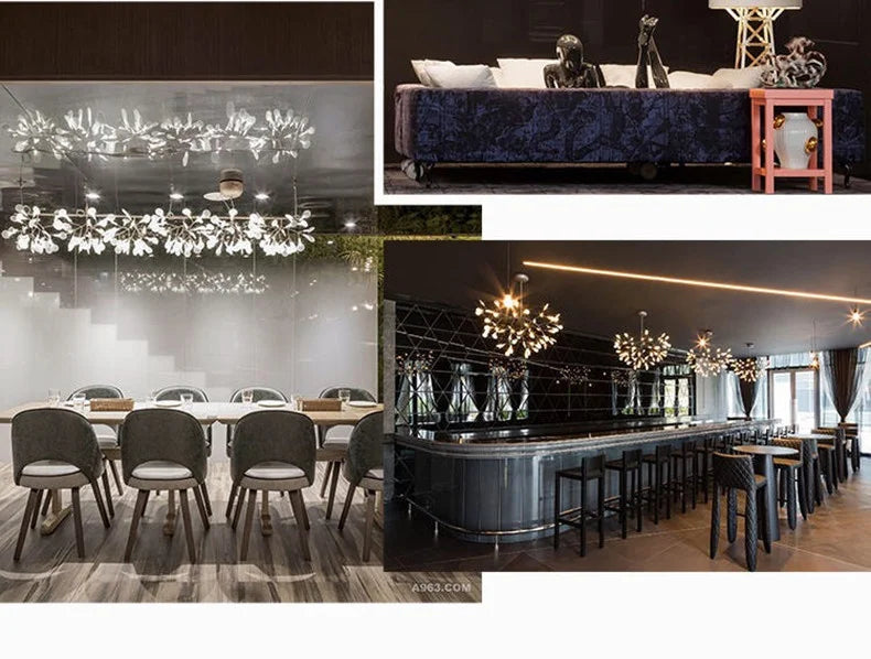 Nordic LED Firefly Ceiling Chandelier Modern Living Dining Room Pendant Lamp Bedroom Hanging Light Lustre Home Decor Fixture2023