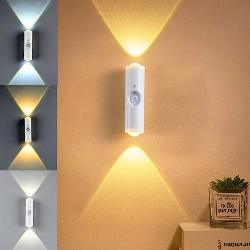 Smart RGB Gradient Night Light Wall Lamp for Bedroom Bathroom Magnetic Motion Sensor Rechargeable Closet Garden Home Decor