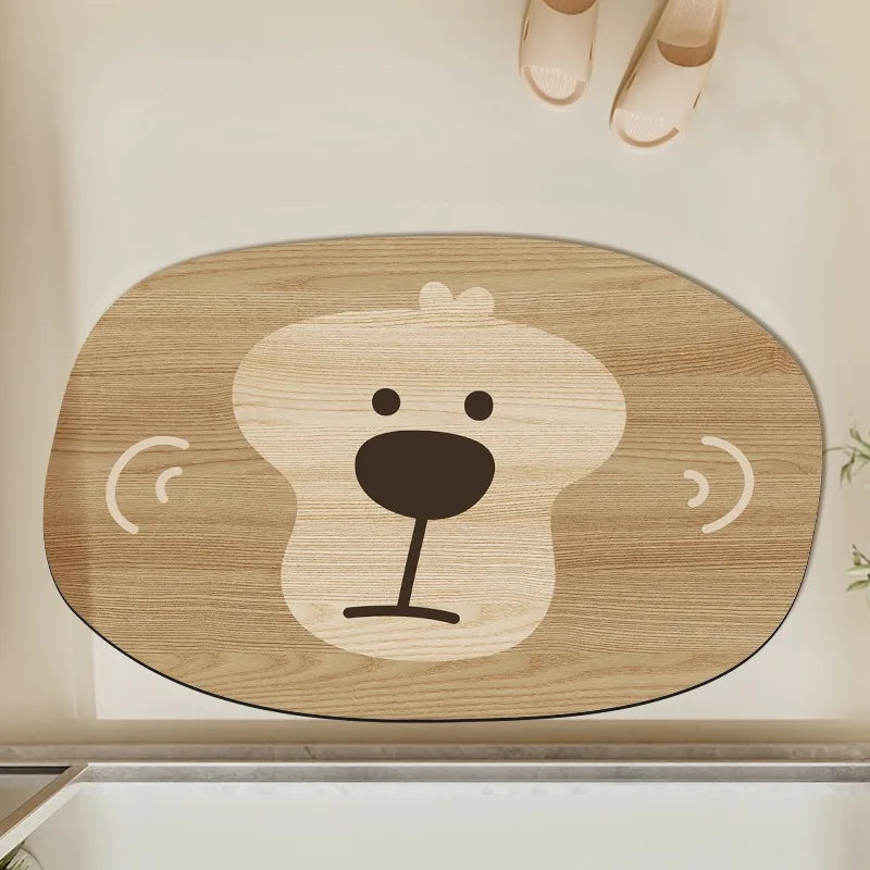 Bathroom Carpet Non-slip Water-absorbent Dirt-resistant Floor Mat Cute Animal Head Pattern Rug Irregular Size Home Decor Mats