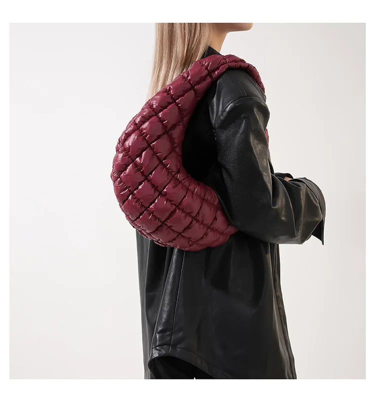 Quilted Embroidered Thread Women's Bag Pleated Cloud Mini Handbags Down Padded Lightweight Clutch Bag Cotton Small Shoulder Bags