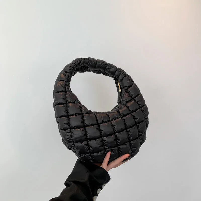 Quilted Embroidered Thread Women's Bag Pleated Cloud Mini Handbags Down Padded Lightweight Clutch Bag Cotton Small Shoulder Bags