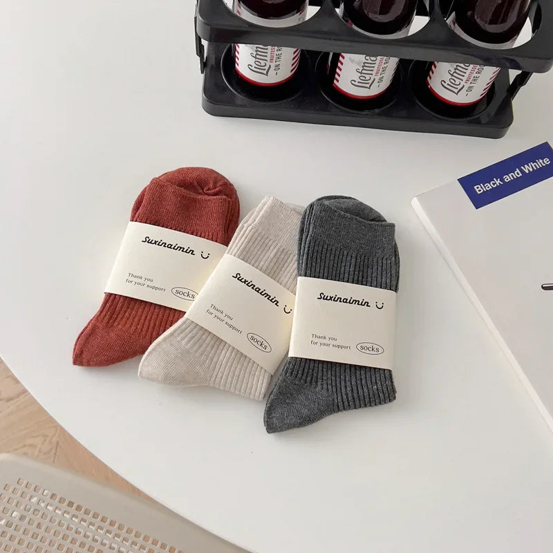 Mens Socks Casual Fashion  Men Business Male Breathable Elastic Cotton Long Socks Solid Color Black Blue Gray SocksAutumn Winter
