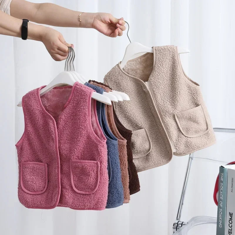 toddler girl winter clothes Autumn and Winter Children's New Lamb Velvet Vest Warm Vest for Infants and Girls toddler