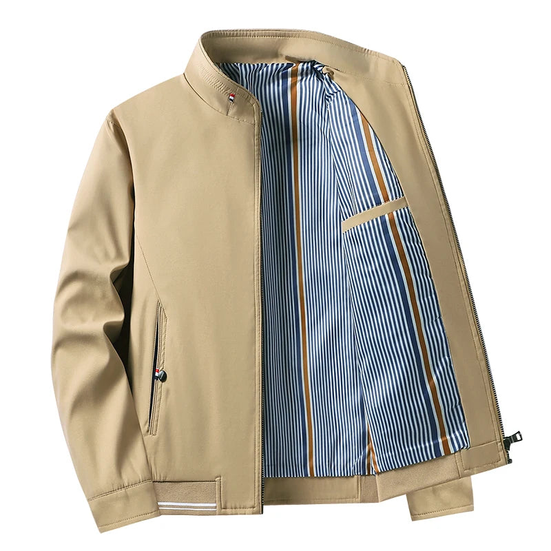 Men's New Spring and Autumn Clothing Stand Up Collar Jacket, Middle-aged and Elderly Jackets, Casual Business Men's Clothing