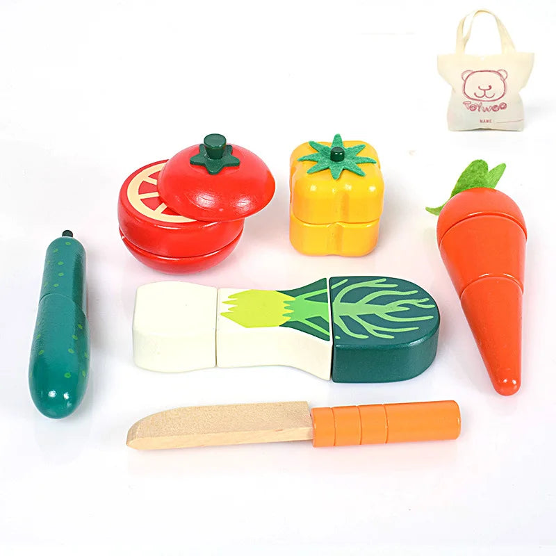 Wooden Pretend Play Food Kitchen Toys Classic Cutting Cooking Set Kids HousePlay Educational Imitation Game Toys for Girls Boys