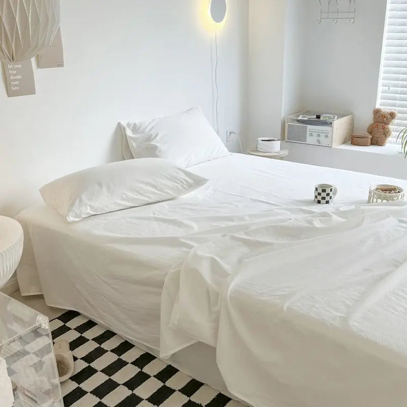Bed Sheets Plaid Non-slip Comfortable Washed Twin Queen Full Size Nordic Style Universal Bedspread Simple Durable Antibacterial