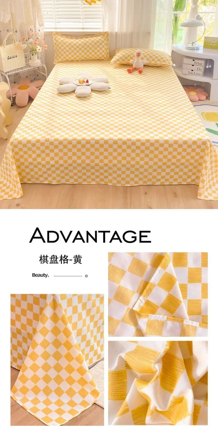 Bed Sheets Plaid Non-slip Comfortable Washed Twin Queen Full Size Nordic Style Universal Bedspread Simple Durable Antibacterial