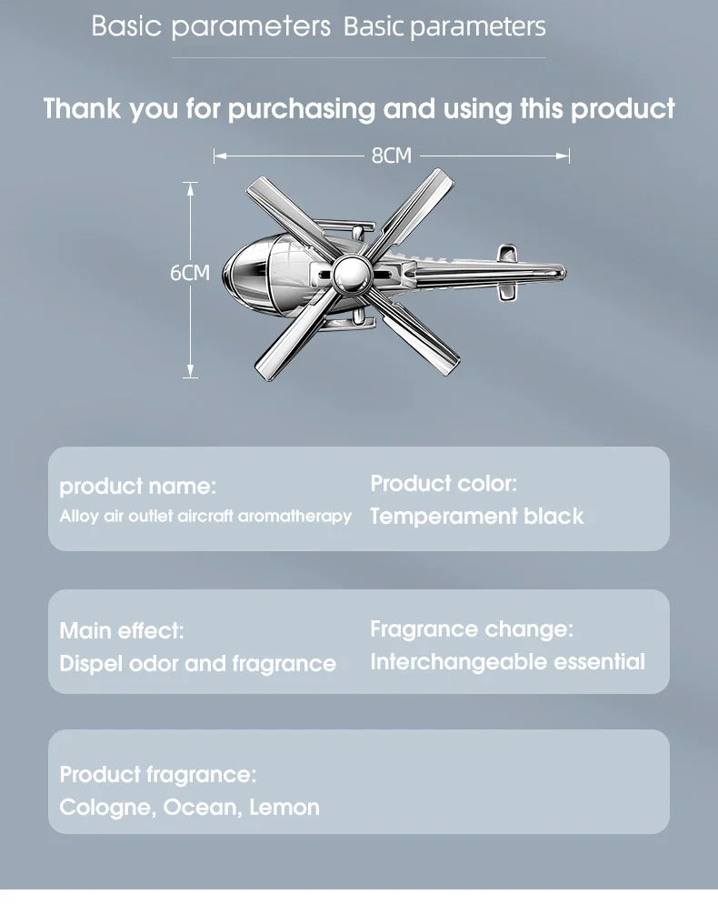 Car Air Freshener Mini Helicopter Rotating Aromatherapy Purifie Odors Car Perfume Essential Oil Diffuser Car Vent Aromatherapy