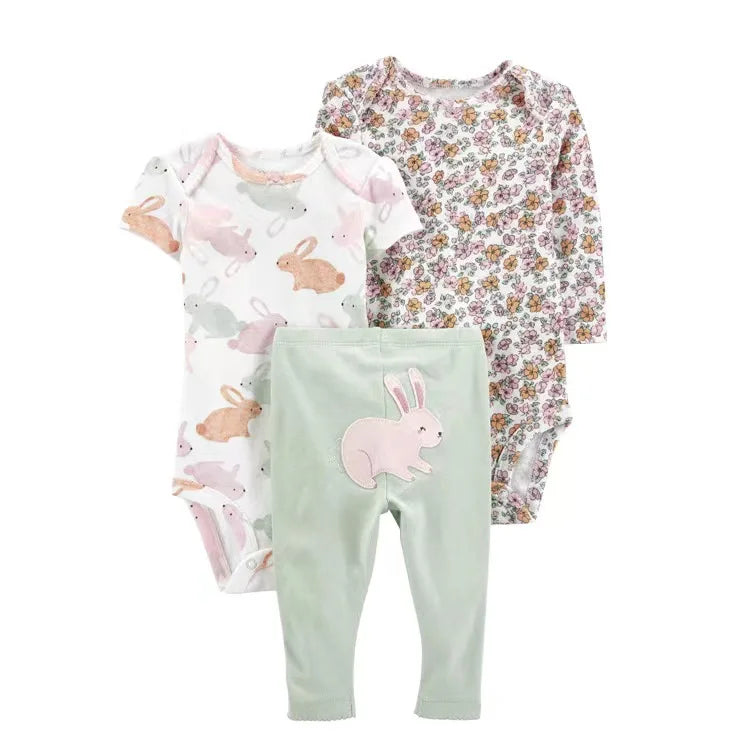2025 Baby Girls Clothes Autumn Spring Newborn Infant Outfit Cotton Bodysuit Top And Bottom Pants Kids Toddler Clothing Set 6-24M