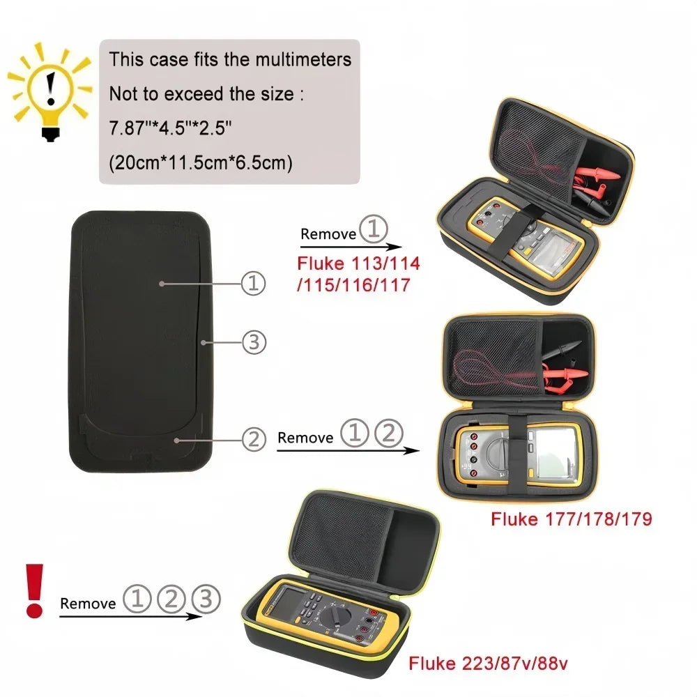 Portable Multimeter Tool Box Shockproof Hard Shell  EVA Multimeter  Case for Fluke 101/115/116/117/113/114/F15B