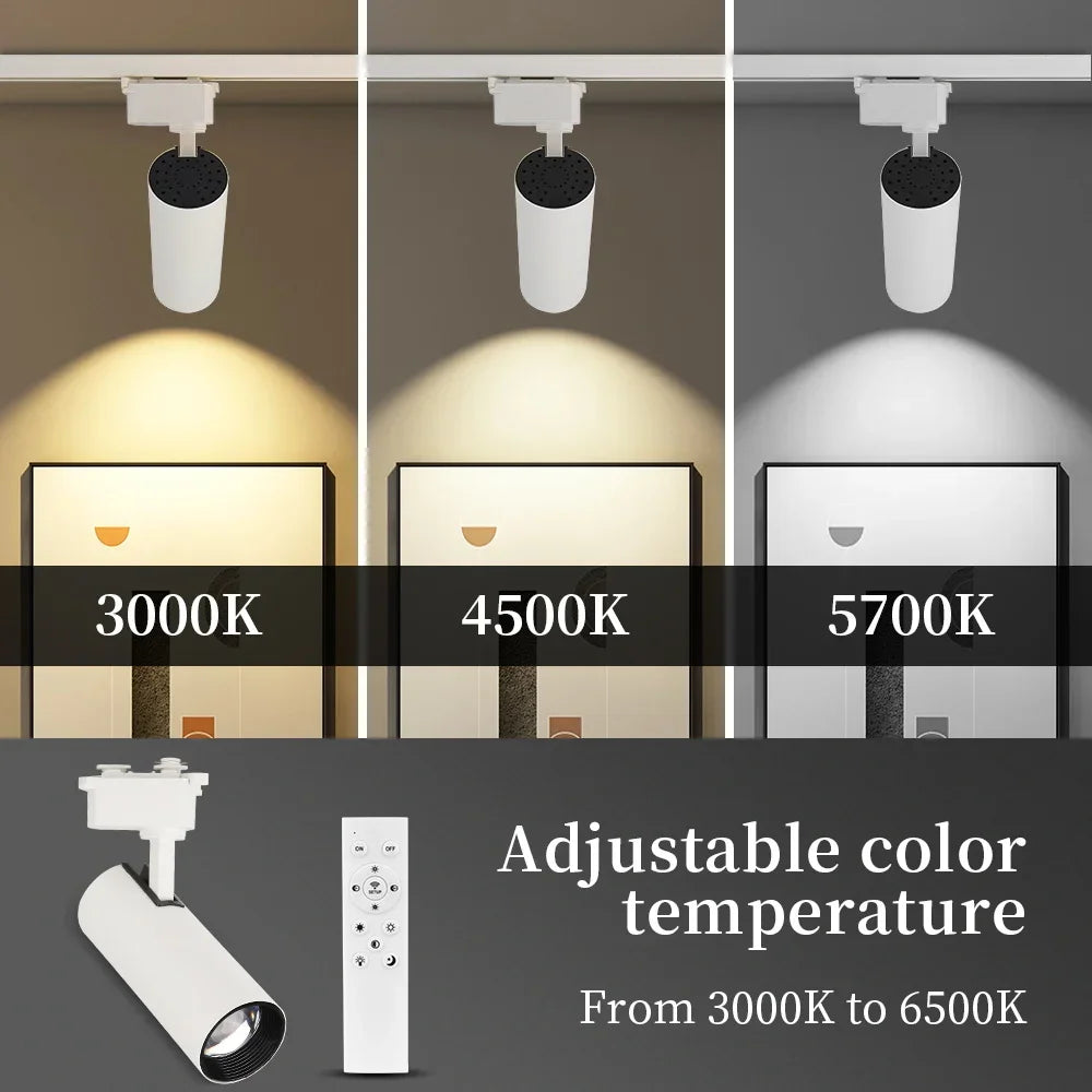 Dimmable Track Light with Remote Control Led Spot Lights 110V 220V Ceiling Lamp for Living Room Bedroom Kitchen Linear Lighting