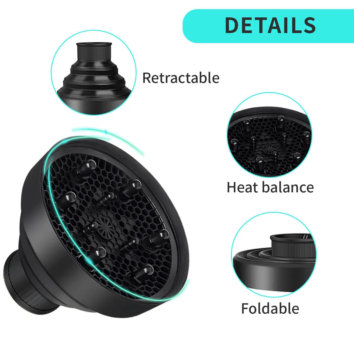 Salon Tool Universal Silicone Hairdryer Diffuser Cover Adjustable Foldable Temperature Resistant Dispersing Drying Hair Dryer