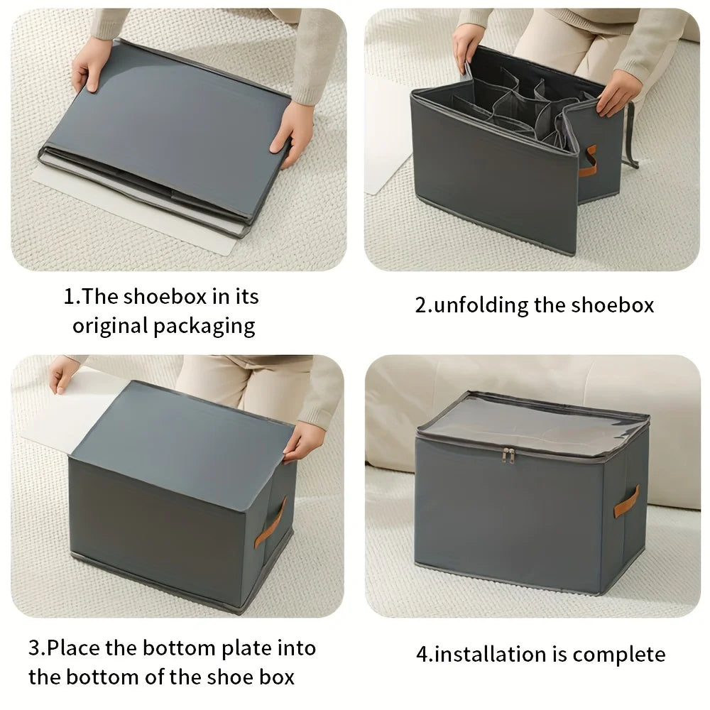1pcs Shoe Organizer for Closet Foldable Oxford Fabric Shoe Storage Box for Sneakers Sandals for Clothes Shoe Storage Organizer