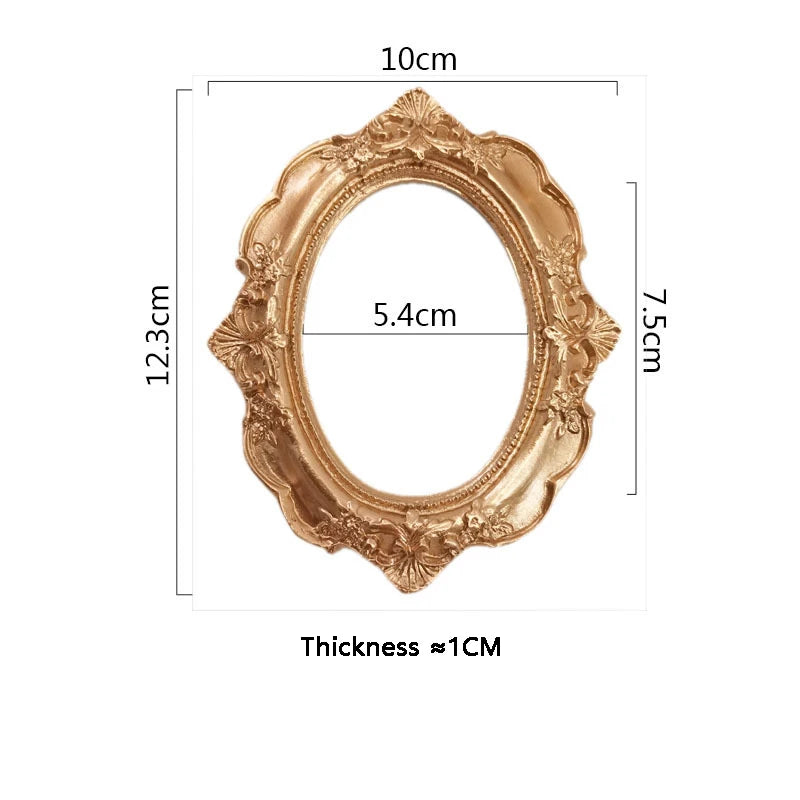 Mini gold small photo frame shooting props retro European style photo frame embossed nail art earrings pose props