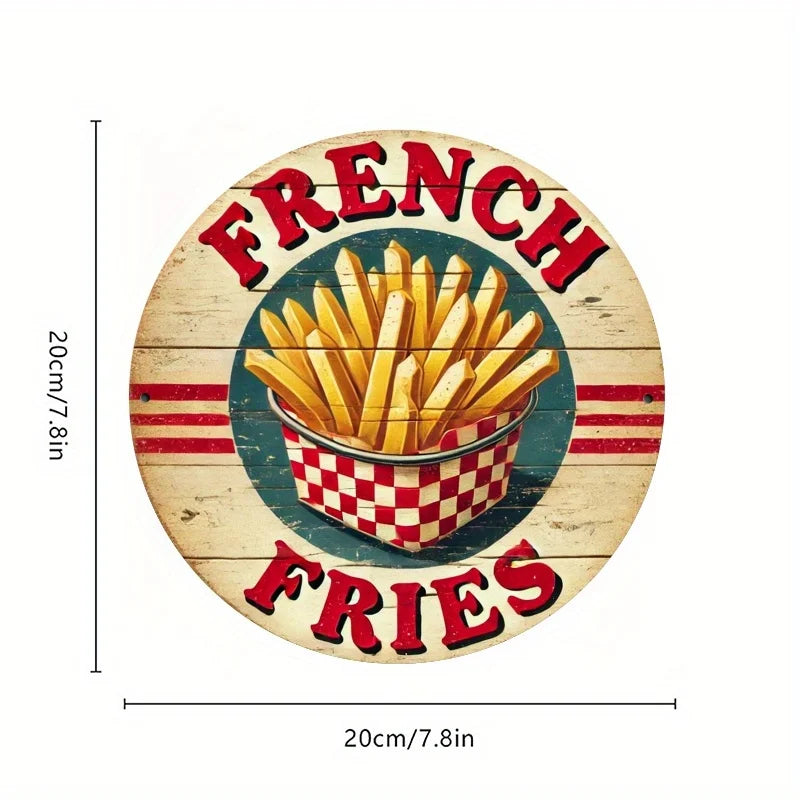 Rustic Wooden French Fries Sign - Vintage Wall Decor, Retro Chip Art for Home & Outdoor, Ideal for Entryway & Room Decoration