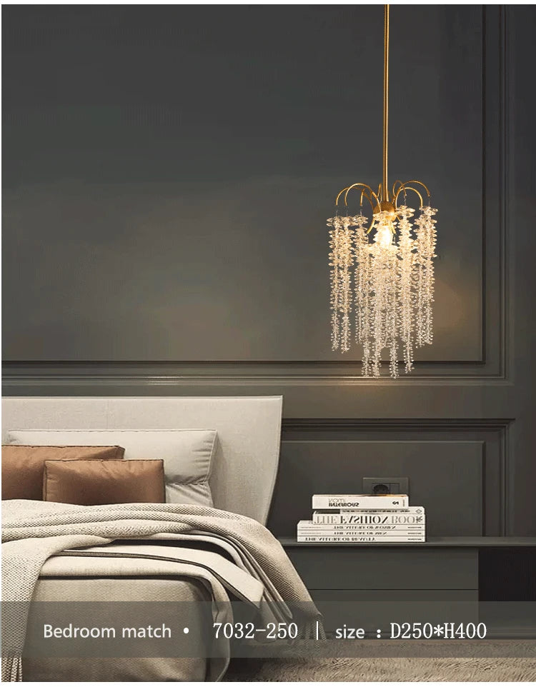 Morden LED Art Strip Crystal Ceiling Chandeliers Branch Pendant Lamp Villa Hall Hanging Light Home Decor Lustre Lighting Fixture