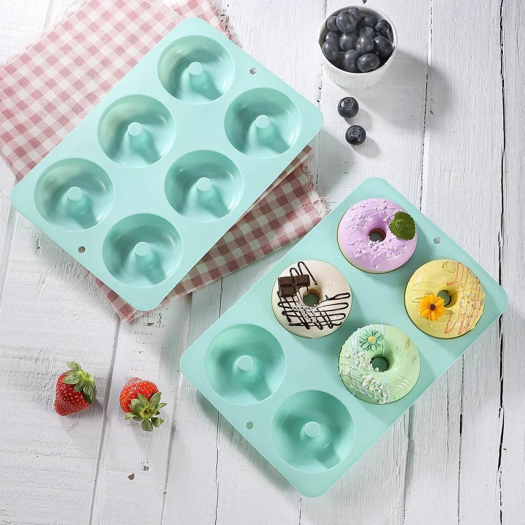 6 Hole Silicone Donut Mold Cake Mold Non Stick Bagel Pan Pastry Chocolate Muffins Donuts Heat Resistant Kitchen Accessories Tool
