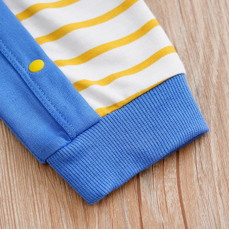 Newborn Baby Clothes 0-12 Months blue car stripe print Long Sleeve Footies Toddler Boy Clothes Kids Jumpsuit Pyjama Bebe