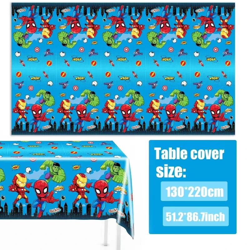 Marvel The Avengers Birthday Supplies Disposable Plate Napkin Cup Tablecloth Balloon for Kids Boy Superhero Party Decorations