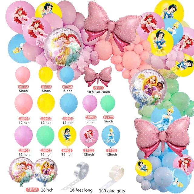 Princess Snow Queen Theme Disposable Tableware Decorations Kid Girl Birthday Party Supplies Princess Cup Plate Tablecloth Set
