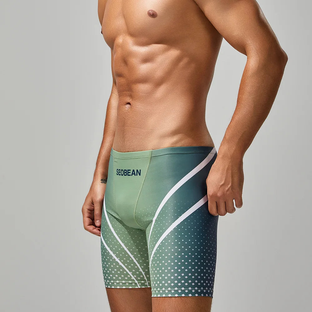 Men's Swimming Trunks Print Quick-Dry Slim-Fit Athletic Swimming Shorts Beach Water Sports Wear
