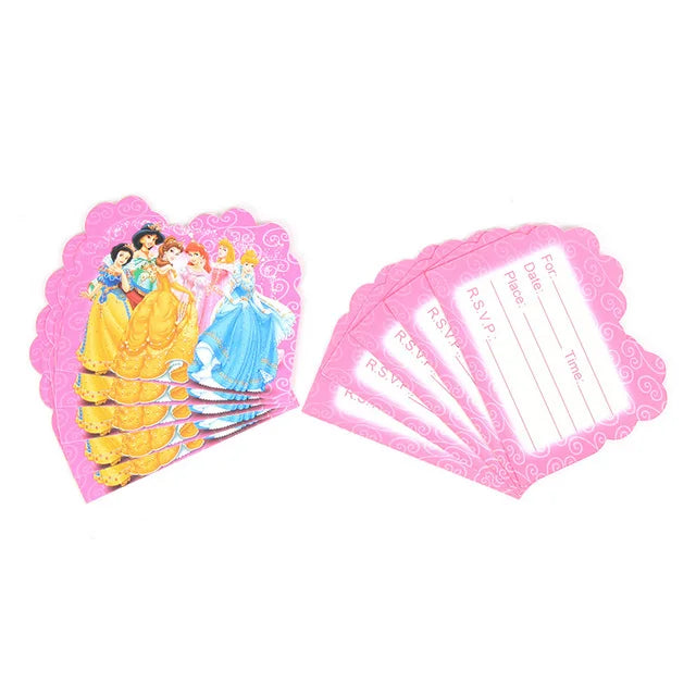 Princess Snow Queen Theme Disposable Tableware Decorations Kid Girl Birthday Party Supplies Princess Cup Plate Tablecloth Set