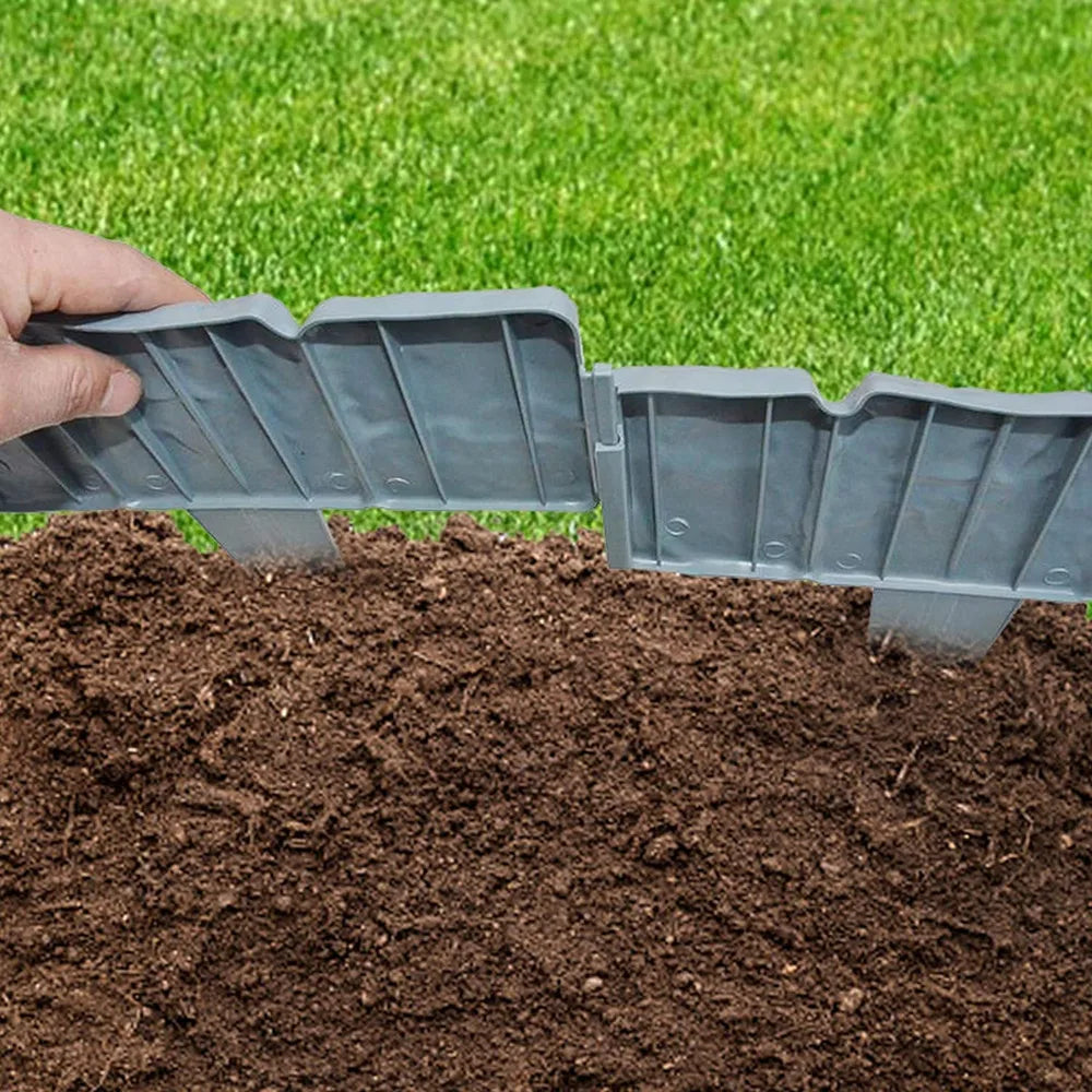 Garden PP Fence Edging,10Pcs Home Garden Border Edging Plastic Fence Stone DIY Yard Landscape Plant Fence Fit for Lawn Yard Flow