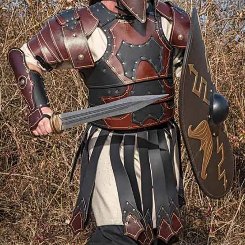 Medieval Ancient Greek Roman Legion Gladiator PU Leather Cuirass Shoulder Chest Armor Viking Warrior Knight Cosplay Costume LARP
