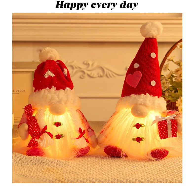 Valentine's Day Decorations Glowing Gnome Faceless Doll Ornaments Plush Knitted Love Faceless Dolls Holiday Party Surprise Gift