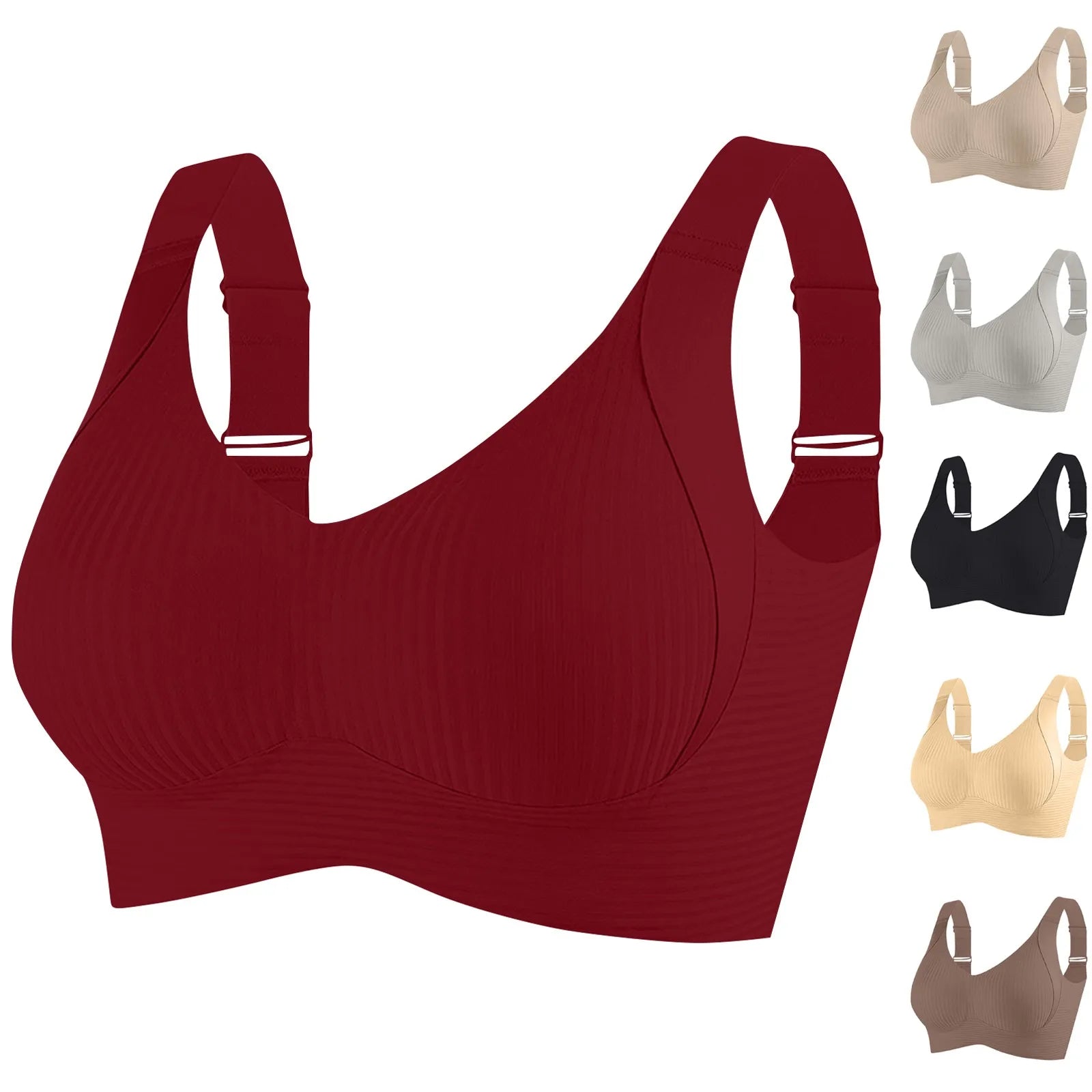 Women Large Size Bra Female Soft Support Seamless Underwears Comfortable Gathering No Steel Ring Light Thin Breathable Bras